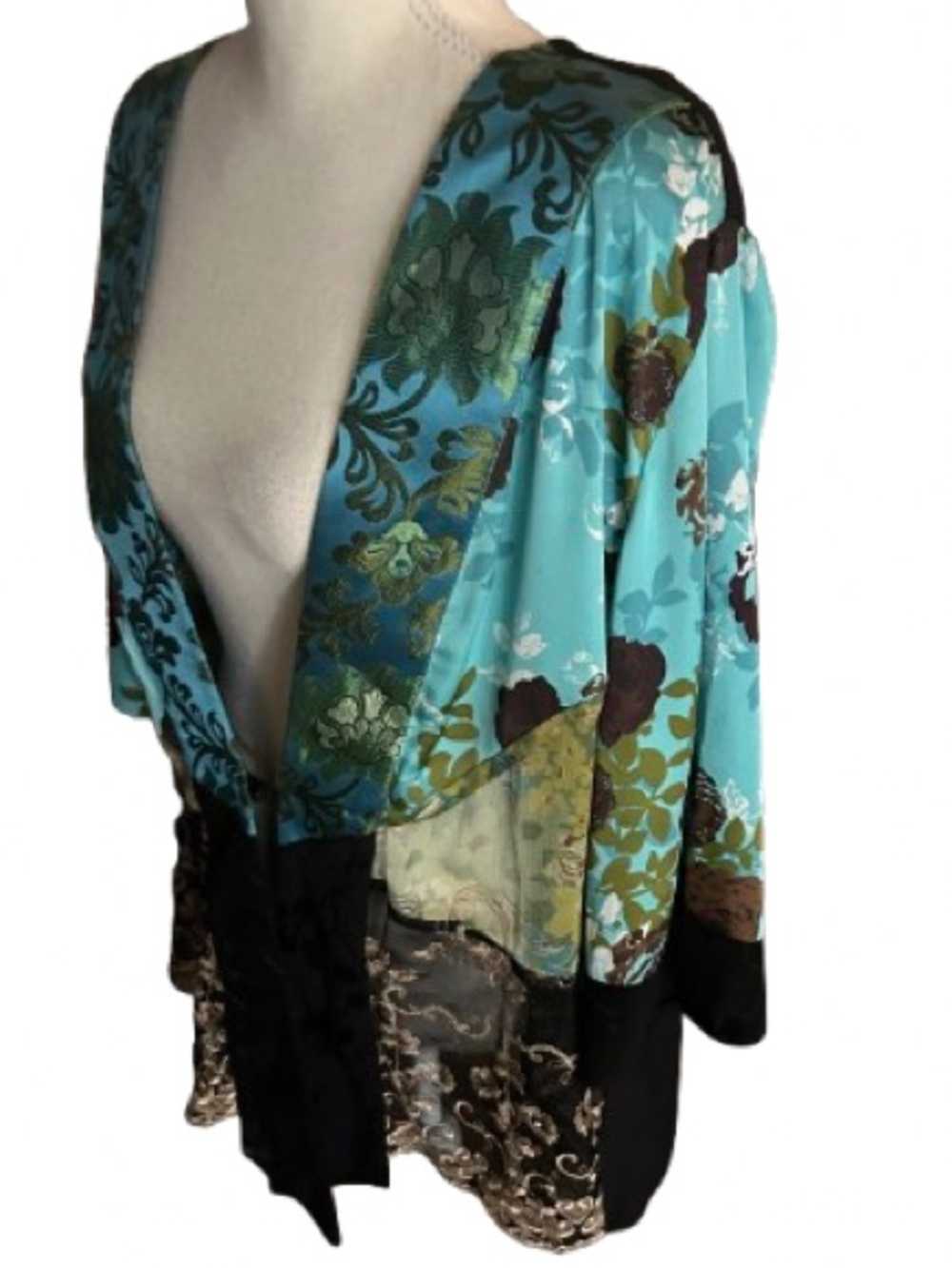 Fairy Vintage SPENCER ALEXIS Kimono 2X 1X Plus Floral Sheer Boho Jacket Cardigan - Picture 7 of 16